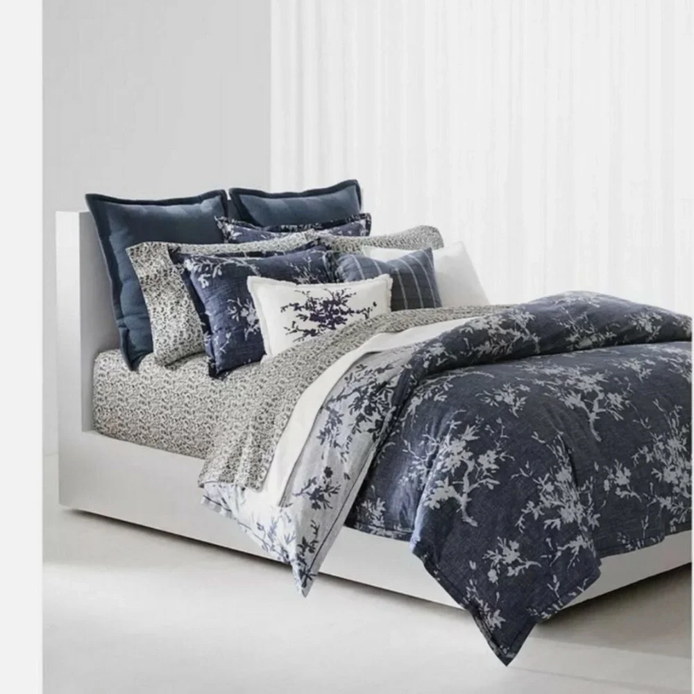 Ralph Lauren Home Eva Floral Reversible 3-Piece King Duvet Cover Set Navy Multi
